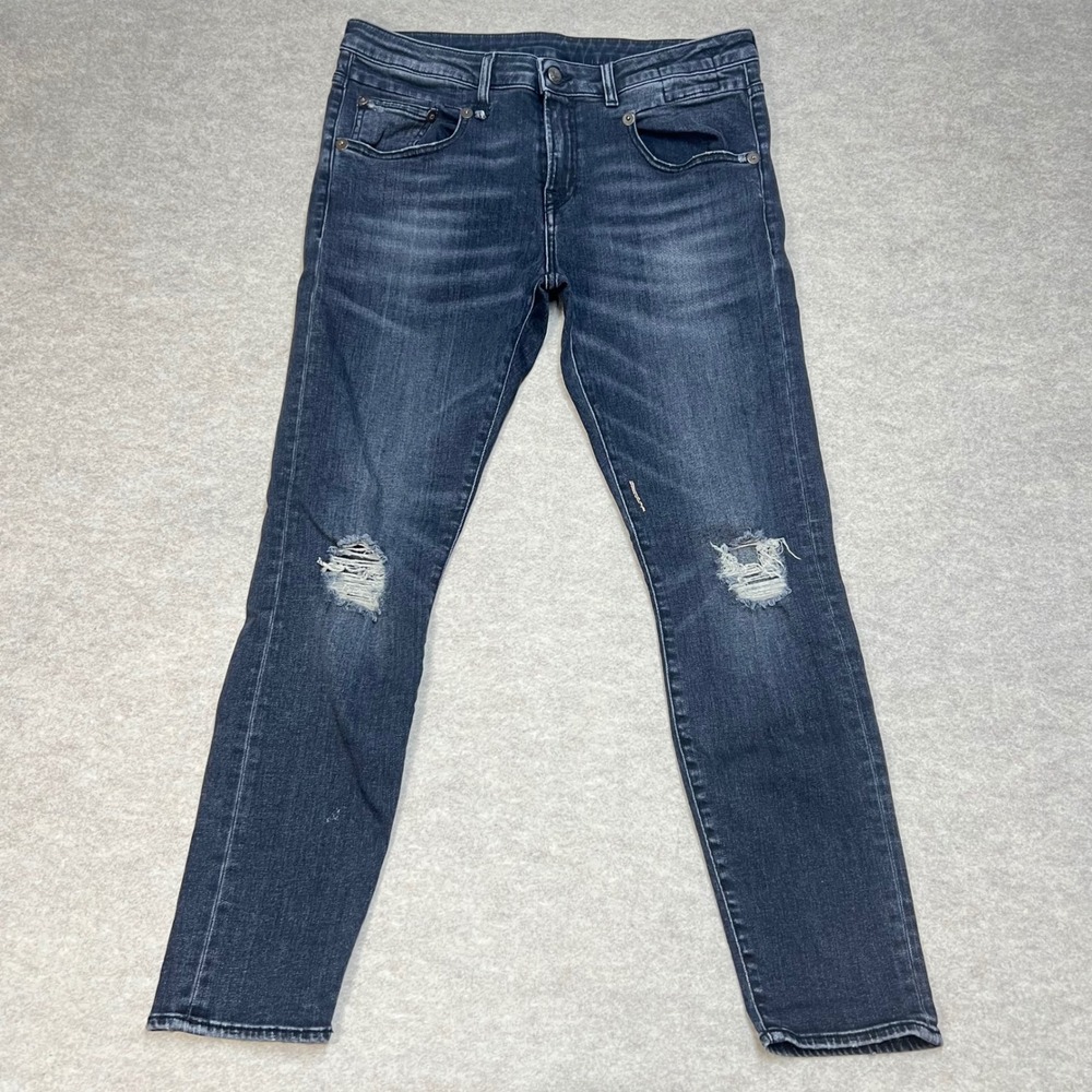 R13 Boy Skinny Jeans Aiden Black Distressed Denim Size 30 Made in Italy GUC